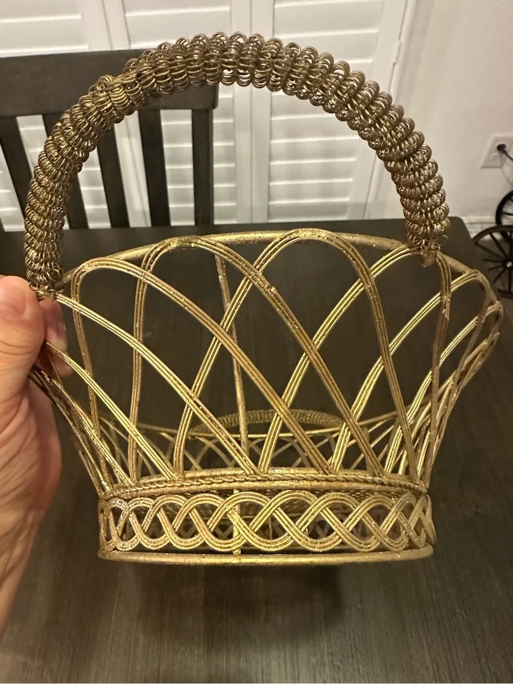 Vintage Mid-Century Italian Brass Wire Basket – Oval Lattice Bread Fruit Bowl